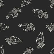 ham doodle seamless pattern background N3