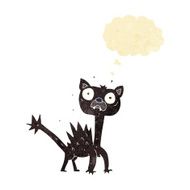cartoon scared cat with thought bubble N11