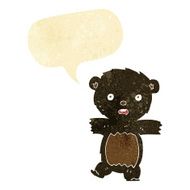 cartoon shocked black bear cub with thought bubble N4
