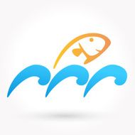 Waves and fish icon