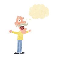 cartoon stressed old man with thought bubble N22