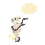 cartoon funny robot with thought bubble N88