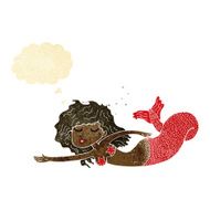 cartoon mermaid with thought bubble N76