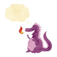 cartoon fire breathing dragon with thought bubble N7