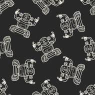 robot doodle seamless pattern background N203