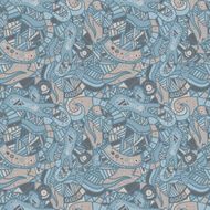 Hand drawn seamless pattern with wave curl and triangle