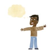 cartoon surprised man with thought bubble N153