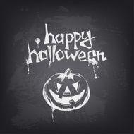 Halloween text design with pumpkin on chalkboard N2