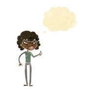 cartoon woman giving thumbs up symbol with thought bubble N76