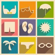 Flat with shadow concept and mobile application summer holiday N3