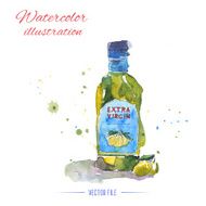 Olive oil Watercolor illustration vector