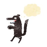 cartoon big bad wolf with thought bubble N7