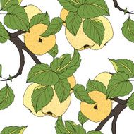 Vector Seamless Colored Apple Tree Pattern N3