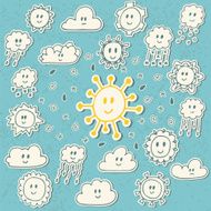 Set of cute hand drawn weather icons