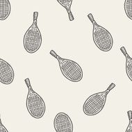 Doodle Tennis racket seamless pattern background N5
