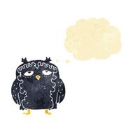 cartoon wise old owl with thought bubble N10