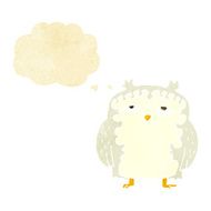cartoon wise old owl with thought bubble N11