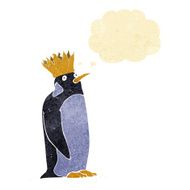 cartoon emperor penguin with thought bubble N4