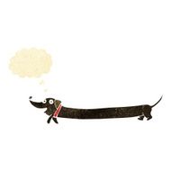 cartoon dachshund with thought bubble N20