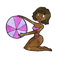 cartoon bikini girl with beach ball N14