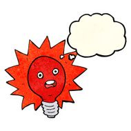 cartoon red lightbulb with thought bubble N6