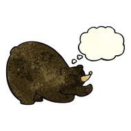 cartoon stretching black bear with thought bubble N4