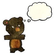 cartoon cute black bear with thought bubble N50