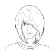 Vector Single Sketch Female Face Women Hairstyle N9