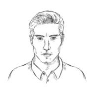 Vector Single Sketch Male Face Men Hairstyle N9