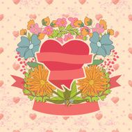 Stylish Vintage floral frame with butterflies and heart