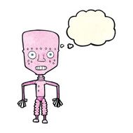 funny cartoon robot with thought bubble N56