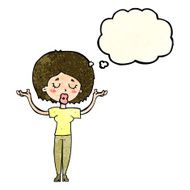cartoon peaceful woman with thought bubble N11