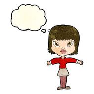 cartoon woman with outstretched arms thought bubble N10