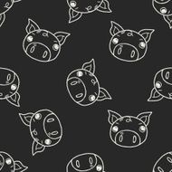 Doodle Pig seamless pattern background