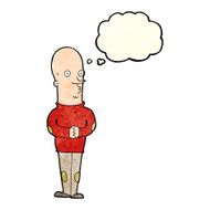 cartoon funny bald man with thought bubble N11