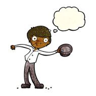 cartoon man tipping hat with thought bubble N10