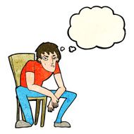 cartoon dejected man with thought bubble N11