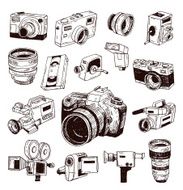 modern and Vintage camera icon set vector illustration