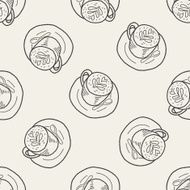 doodle coffee seamless pattern background N9