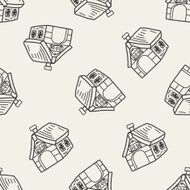 doodle dog house seamless pattern background N5