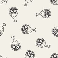 doodle meat seamless pattern background N2