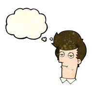 cartoon bored man with thought bubble N43