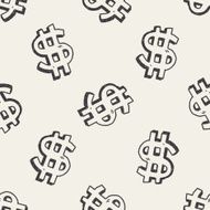 doodle dollar seamless pattern background N2