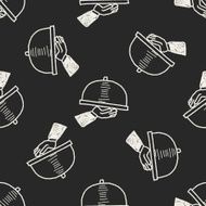 food tray doodle seamless pattern background N3