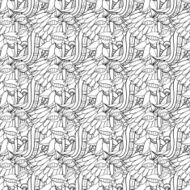 Vector Seamless Monochrome Background With Abstract Flowers