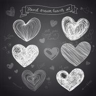 Set of Hand drawn vector hearts N3