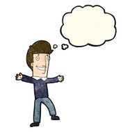 cartoon happy man with thought bubble N517