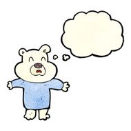 cartoon unhappy polar bear with thought bubble N8