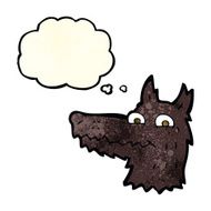 cartoon wolf head with thought bubble N32