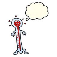 cartoon hot thermometer with thought bubble N11